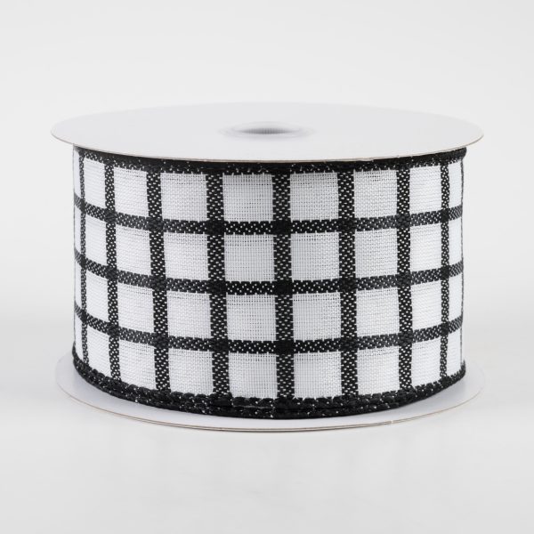 2.5  Woven Trellis Ribbon: White & Black (10 Yards) Online