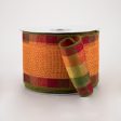 2.5  Two Sided Fall Plaid Edge Ribbon: Orange (10 Yards) Online Hot Sale