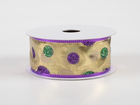 1.5  Mardi Gras Glitter Dots Lamé Ribbon (10 Yards) Online Sale