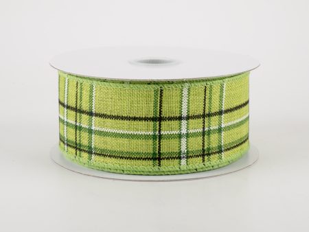 1.5  Cornelia Plaid Ribbon: Green, White & Black (10 Yards) Sale