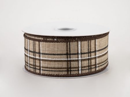 1.5  Cornelia Plaid Ribbon: Natural, Chocolate, Black (10 Yards) Sale