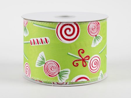 2.5  Various Christmas Candy Satin Ribbon: Lime (10 Yards) Online now