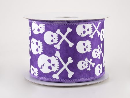 2.5  Skull and Crossbones Ribbon: Purple & White (10 Yards) For Cheap