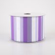 2.5  Horizontal Stripes Satin Ribbon: Purple & White on Lavender (10 Yards) Cheap