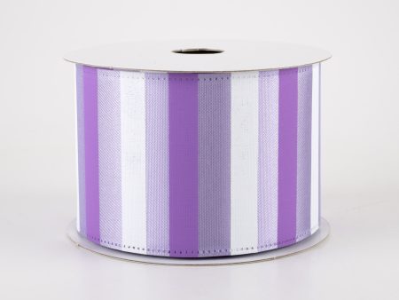 2.5  Horizontal Stripes Satin Ribbon: Purple & White on Lavender (10 Yards) Cheap