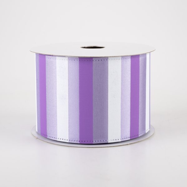 2.5  Horizontal Stripes Satin Ribbon: Purple & White on Lavender (10 Yards) Cheap