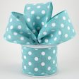 2.5  Stiff Linen Polka Dot Ribbon: Aqua Blue (10 Yards) Online Hot Sale