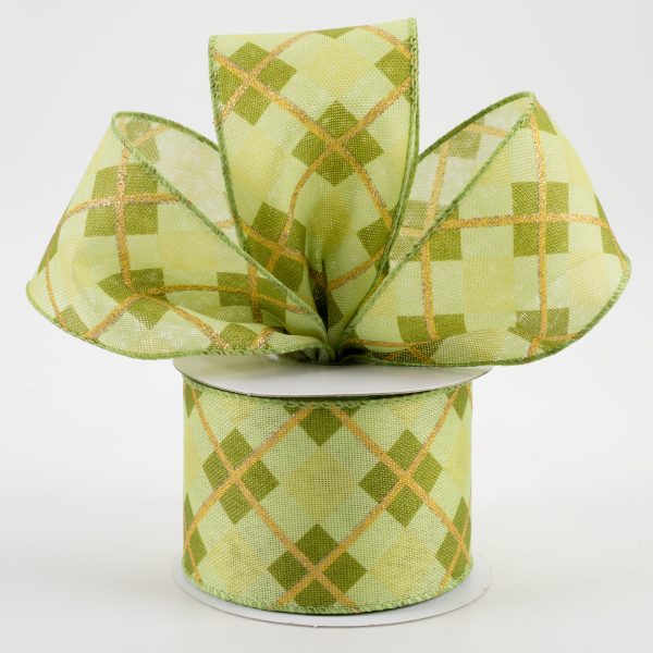 2.5  Georgina Plaid Ribbon: Green & Champagne (10 Yards) Online