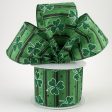 2.5  Shamrocks & Stripes Ribbon: Green & Black (10 Yards) Hot on Sale