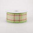 1.5  Cornelia Plaid Ribbon: Natural, Fuchsia, Green & White (10 Yards) on Sale