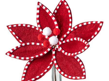 11  Velvet Peppermint Edge Poinsettia Pick: Red & White Sale