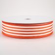 1.5  Cabana Stripes Ribbon: White on Orange Satin (50 Yards) Discount