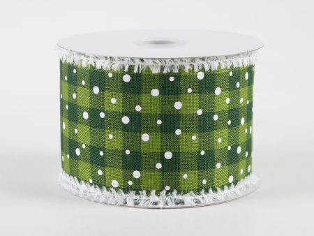 2.5  Snowy Cabin Plaid Ribbon with Fuzzy Edge: Greens (10 Yards) Online