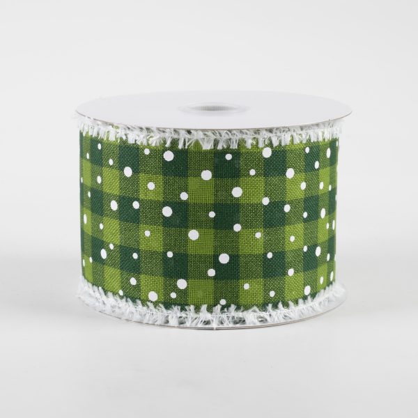 2.5  Snowy Cabin Plaid Ribbon with Fuzzy Edge: Greens (10 Yards) Online