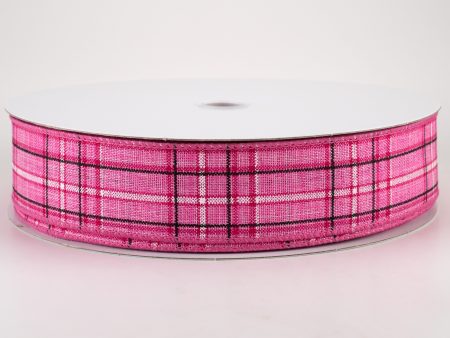 1.5  Cornelia Plaid Ribbon: Pink, Black & White (50 Yards) For Discount