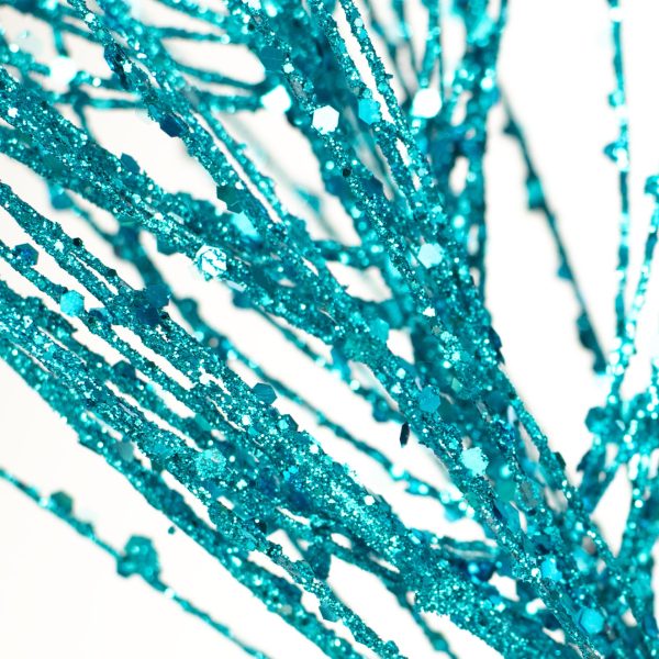 38  Glittered Pine Spray: Turquoise Hot on Sale