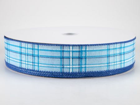 1.5  Cornelia Plaid Ribbon: Blue, Navy & White (50 Yards) Online Hot Sale