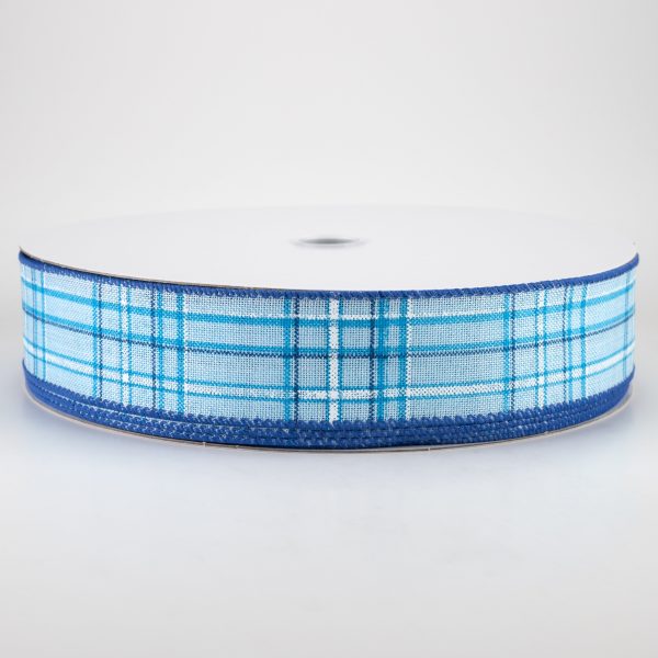 1.5  Cornelia Plaid Ribbon: Blue, Navy & White (50 Yards) Online Hot Sale