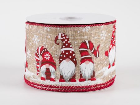 2.5  Snow Day Gnomes Linen Ribbon: Natural (10 Yards) Online Hot Sale