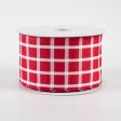 2.5  Woven Trellis Ribbon: Red & White (10 Yards) For Discount