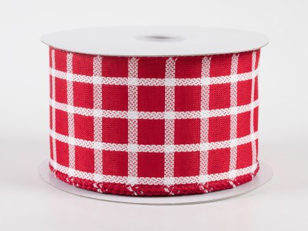 2.5  Woven Trellis Ribbon: Red & White (10 Yards) For Discount