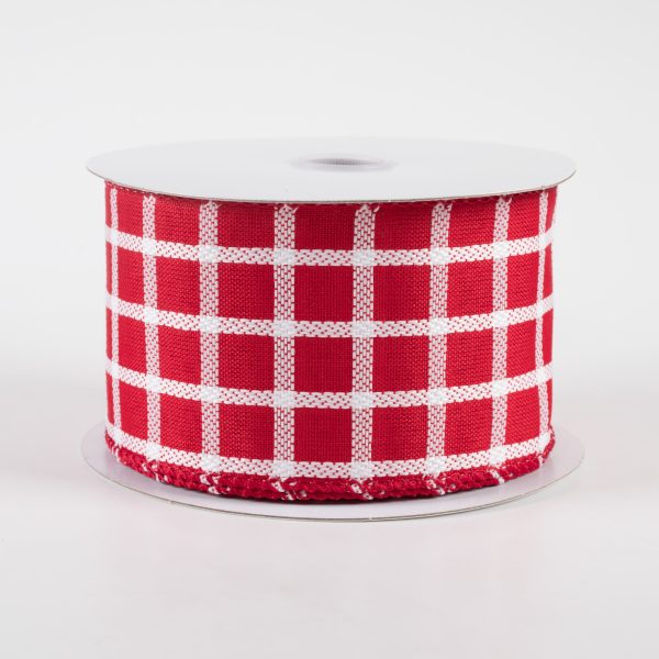 2.5  Woven Trellis Ribbon: Red & White (10 Yards) For Discount