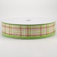 1.5  Cornelia Plaid Ribbon: Natural, Fuchsia, Green & White (50 Yards) For Discount