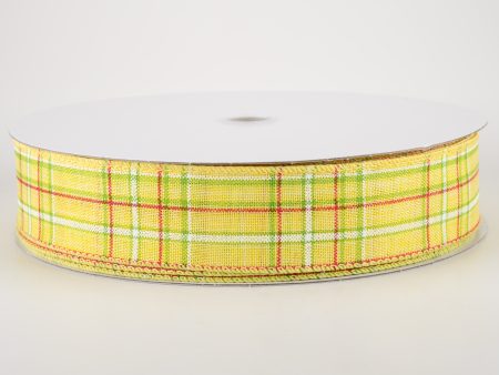 1.5  Cornelia Plaid Ribbon: Yellow, Lime, Fuchsia & White (50 Yards) Online