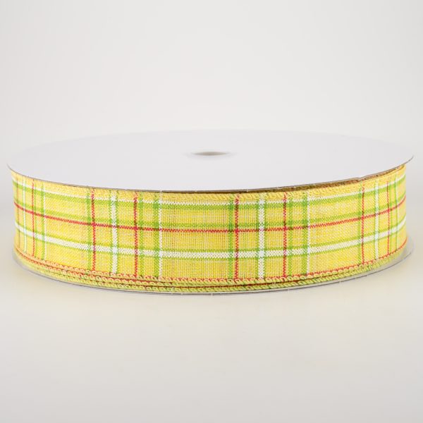 1.5  Cornelia Plaid Ribbon: Yellow, Lime, Fuchsia & White (50 Yards) Online