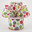 2.5  Whimsy Holiday Dots & Swirls Ribbon  (10 Yards) Online Hot Sale