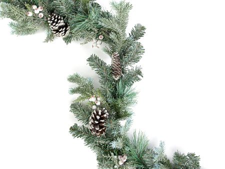 6  White Berry, Pinecone, Pine Garland For Discount