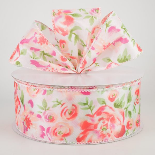 2.5  Watercolor Roses Ribbon: Blush (50 Yards) Cheap