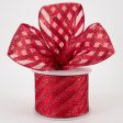 2.5  Sheer & Metallic Red Candy Cane Stripe Ribbon (10 Yards) Cheap