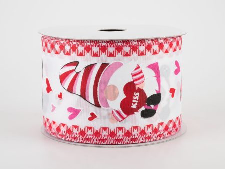 2.5  Valentine s Day Gnomes Red Gingham Edge Ribbon (10 Yards) Discount