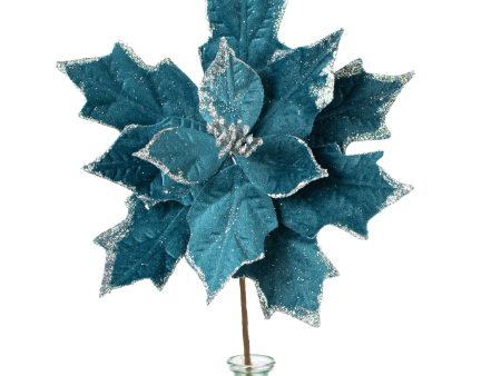 12  Poinsettia Stem: Teal Blue Online Hot Sale