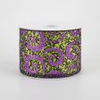 2.5  Ultra Glitter Swirls Ribbon: Lime & Purple (10 Yards) Cheap