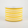 2.5  Vertical Variated Stripes Ribbon: Ivory & Yellow (10 Yards) Supply