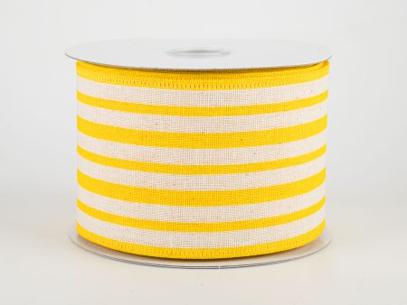 2.5  Vertical Variated Stripes Ribbon: Ivory & Yellow (10 Yards) Supply