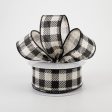 1.5  Cream Canvas Black Buffalo Plaid Ribbon (10 Yards) Online Hot Sale