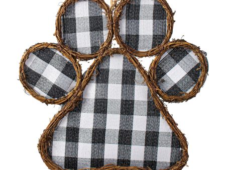 15  Grapevine Hanger: Black & White Check Paw Print Online Hot Sale