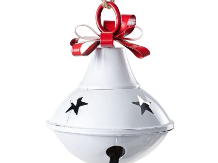 8.5  Metal Saucer Bell: White & Red For Sale