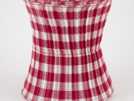 5.5  Pleated Plaid Check Ribbon: Red & White (5 Yards) For Cheap