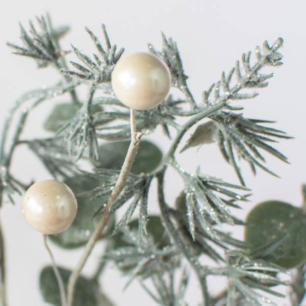 12  Frosted Eucalyptus, Pine, White Berries, Bell Pick Hot on Sale