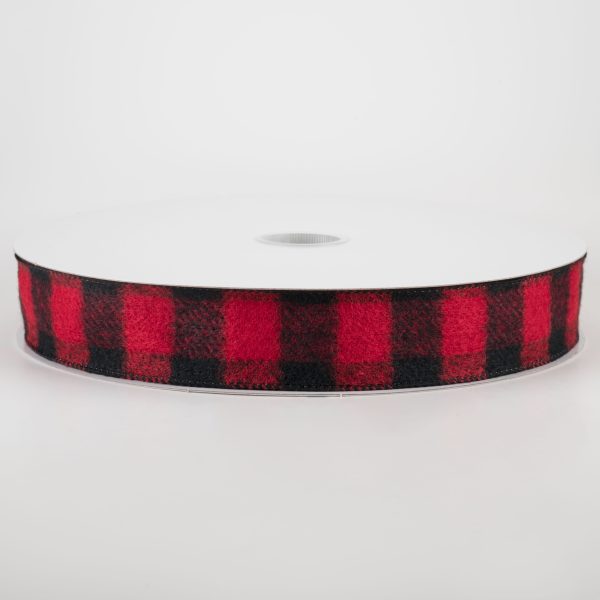 1.5  Brushed Buffalo Plaid Ribbon: Black & Red (50 Yards) Supply