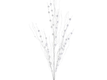 36  Glitter Ball Twig Spray: White Supply