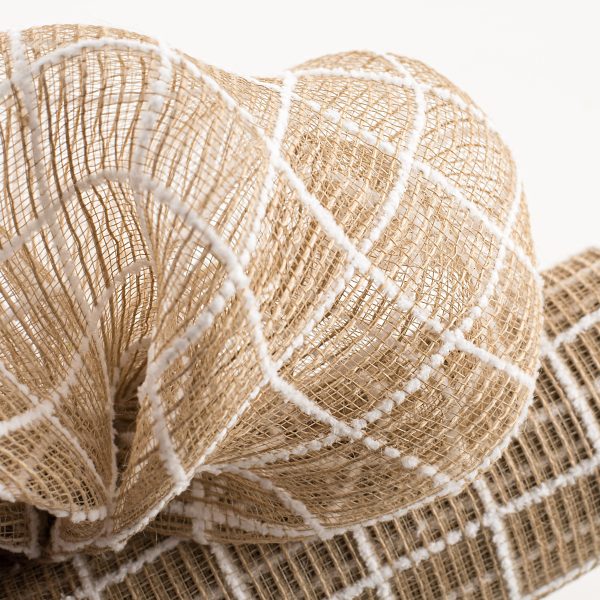 21  Burlap Fuzzy Grid Mesh: Natural & White Hot on Sale