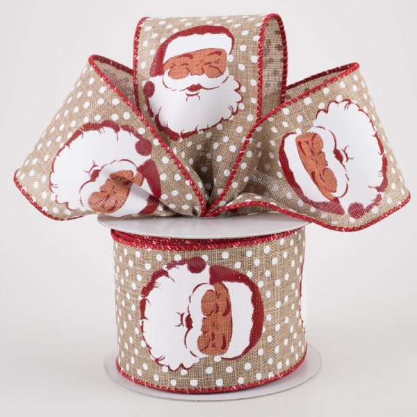 2.5  Vintage Santa Face Polka Dot Ribbon (10 Yards) Online