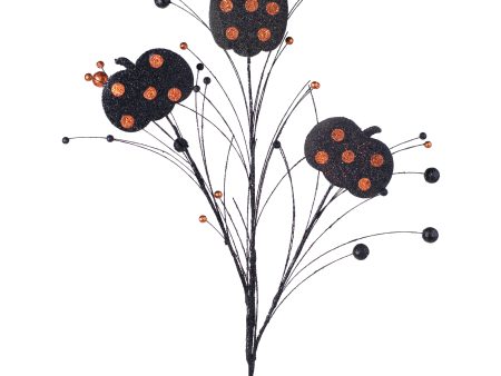 37  Glitter Polka Dot Pumpkin Ball Spray: Black & Orange For Discount