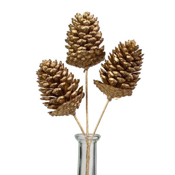 12  Metallic Pinecone Pick: Gold For Cheap