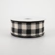 1.5  Cream Canvas Black Buffalo Plaid Ribbon (10 Yards) Online Hot Sale